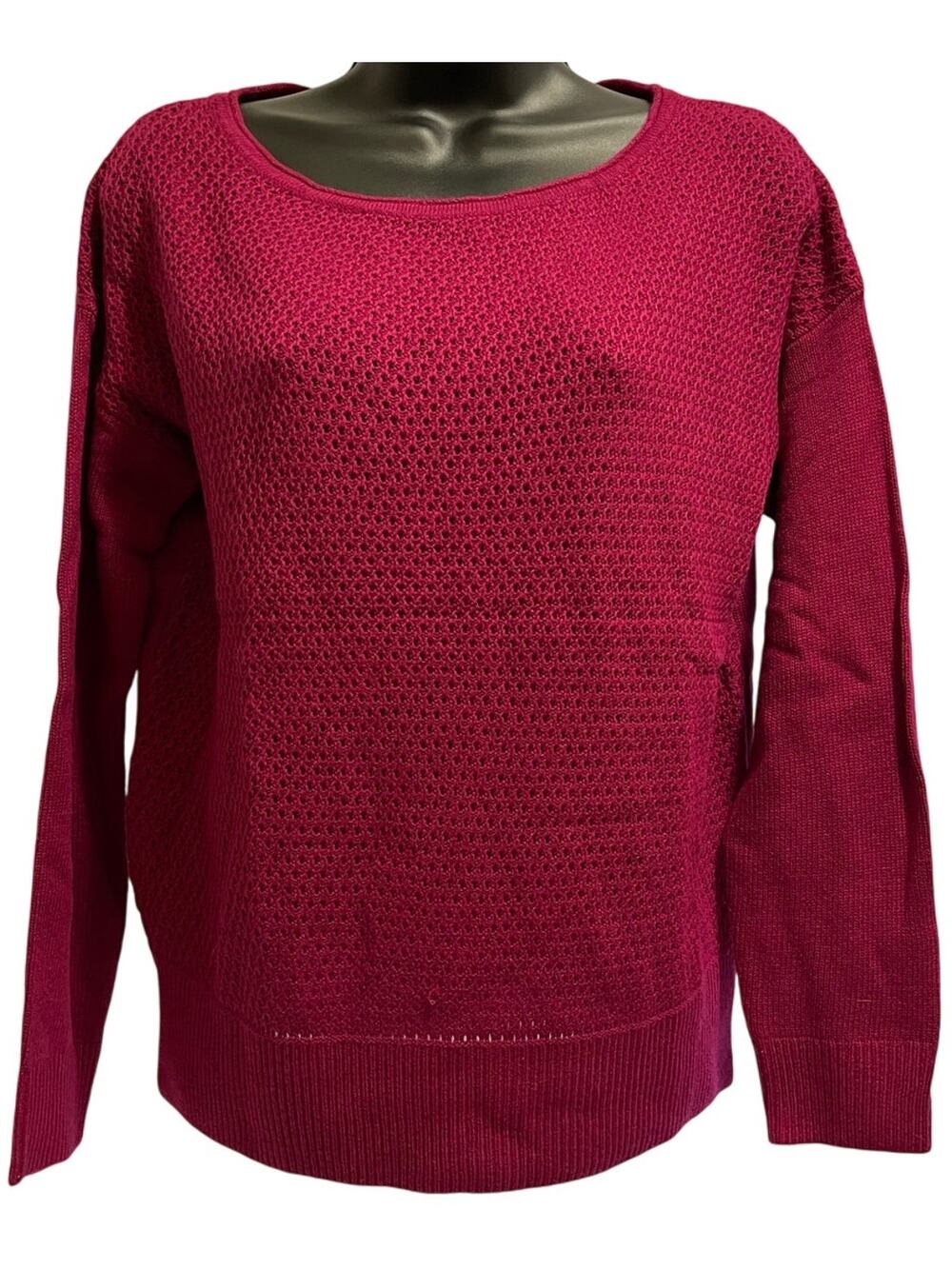 NWT Ann Taylor The Loft Magenta Open Knit Sweater - Medium